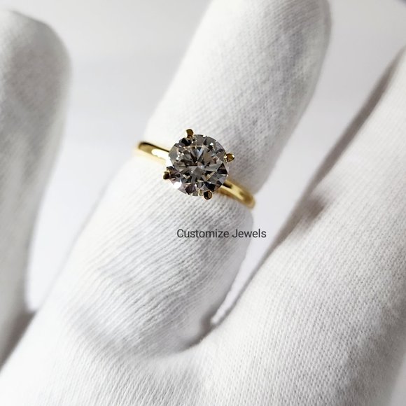 IGI 2.0CT Round Lab Created Diamond Engagement Ring In 14k Gold,F-VS1 - Picture 7 of 11